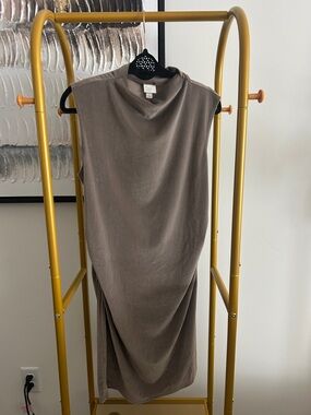 a new day Taupe Sleeveless Draped Midi Dress